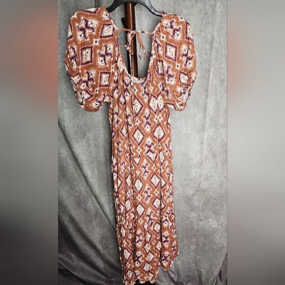 Women's Short Puff Sleeves Tiered A-Line Dress XS - Picture 5 of 5